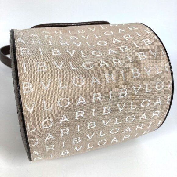 Bvlgari Handbag B.zero1 Drum Leather Canvas Beige - Picture 7 of 9